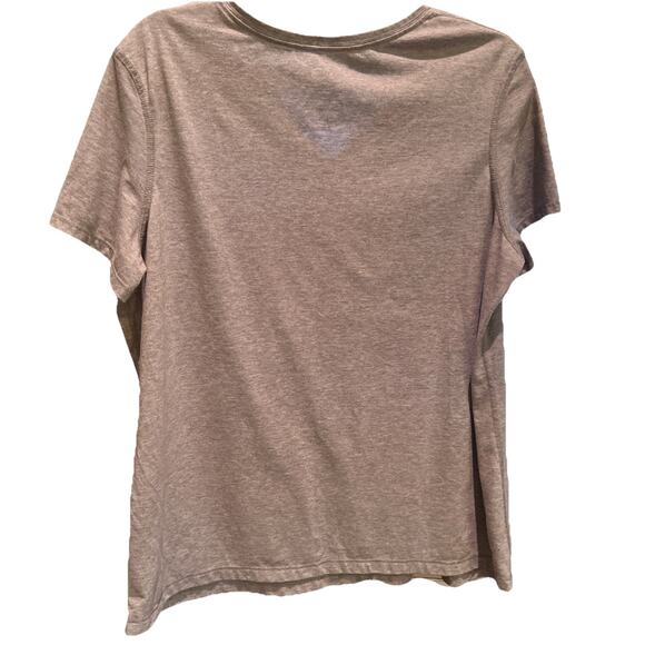 Danskin Now Womens 2XL Semi-Fitted Gray V-Neck T-Shirt w/Earn It Graffic - Picture 3 of 4